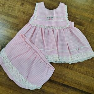 Vintage Mini World Lace Trim Baby Dress Size 6-9 Month